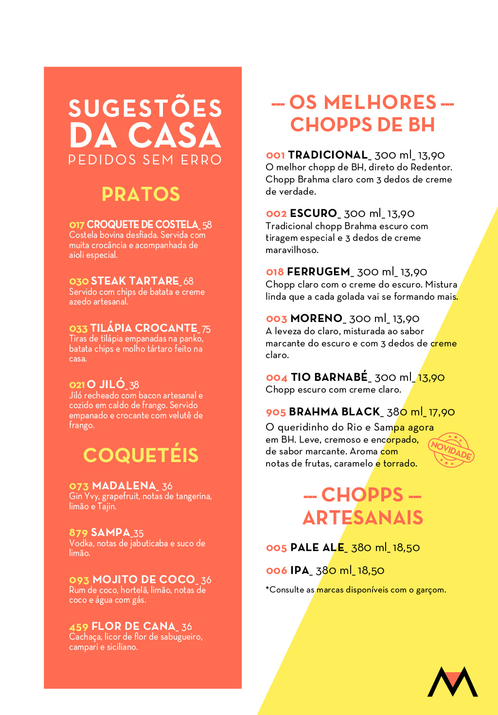 Veja o cardápio em português - Página 1